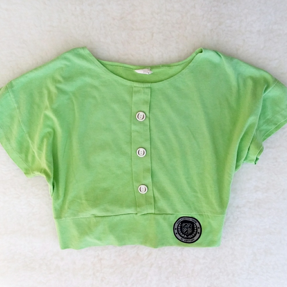 Vintage Lime Green Crop Top by Crericci - Picture 1 of 6